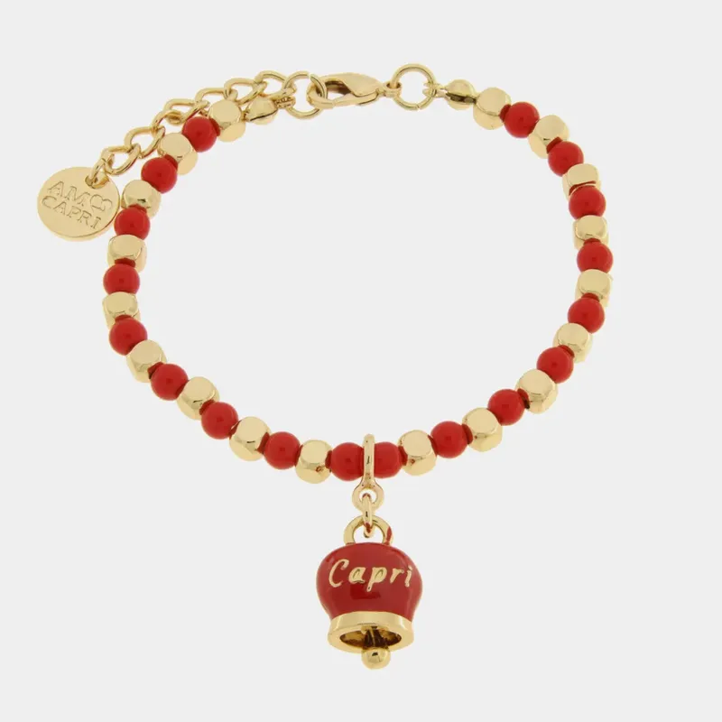 CAPRI Bracciale con sfere e campanella Capri rossa 3572940