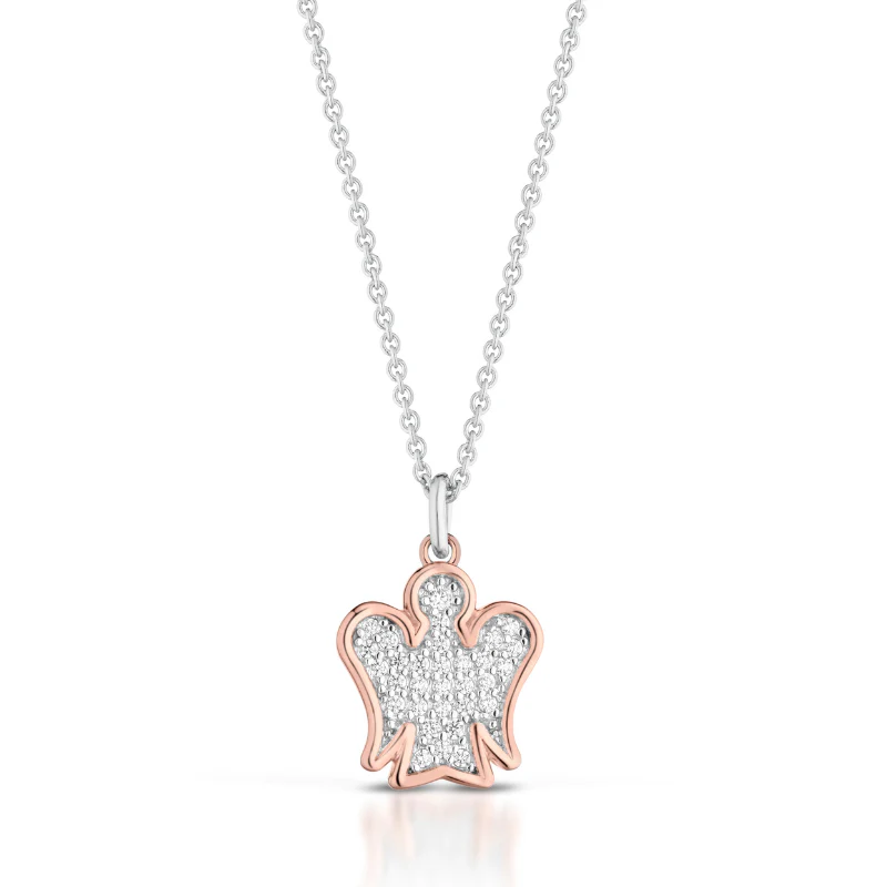 Collana con Angelo Argento Rosato e Zirconi GIA479