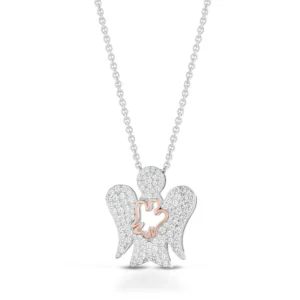 Collana Angelo Argento Zirconi e Traforo Rosato  GIA481