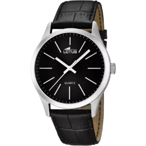 Orologio da Uomo Lotus con Cinturino in Pelle Nera Minimalista, 15961/3