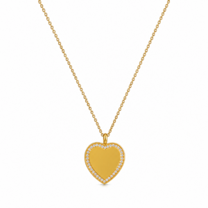 Collana Dorata Cuore Incidibile in Acciaio con Zirconi 1003