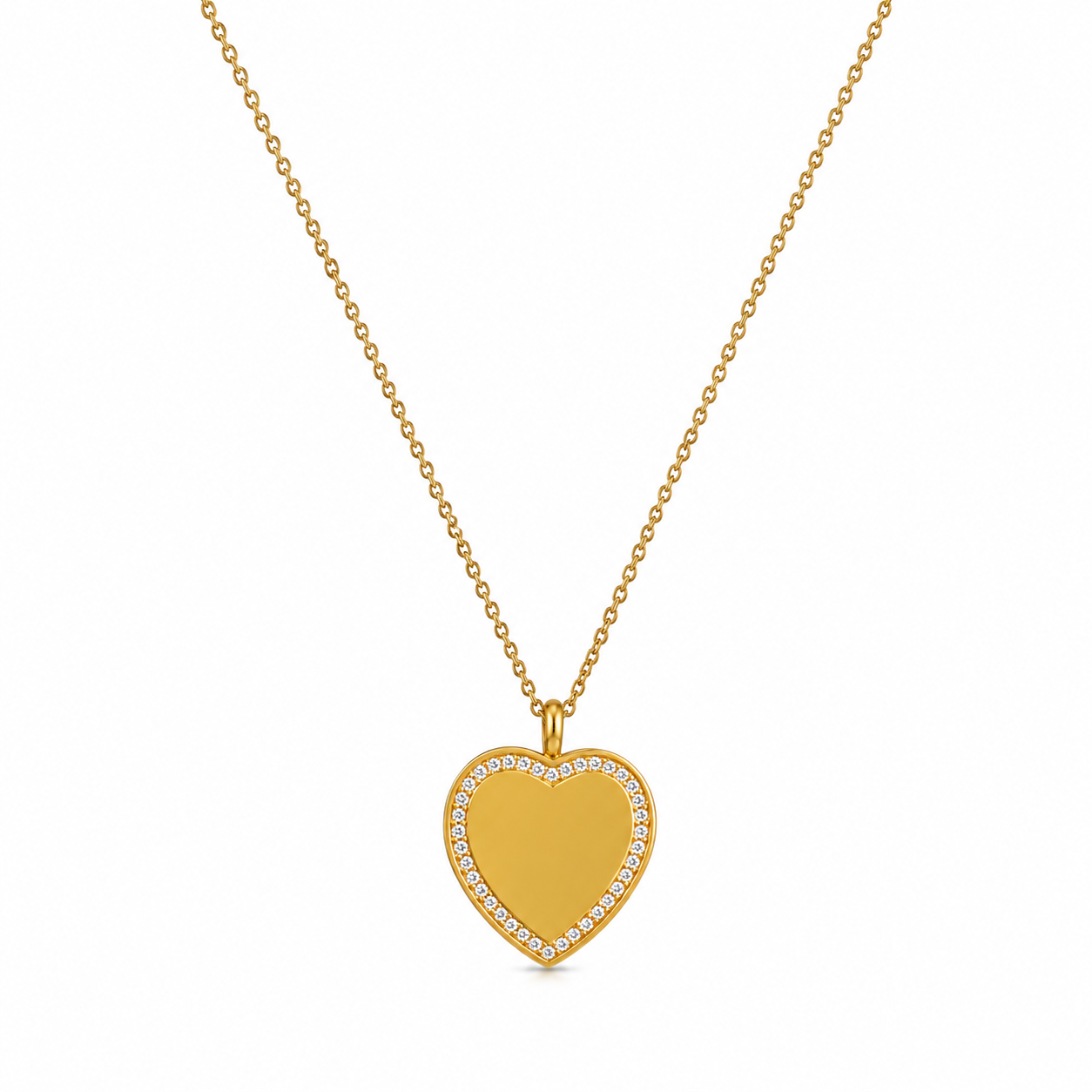 Collana Dorata Cuore Incidibile in Acciaio con Zirconi 1003