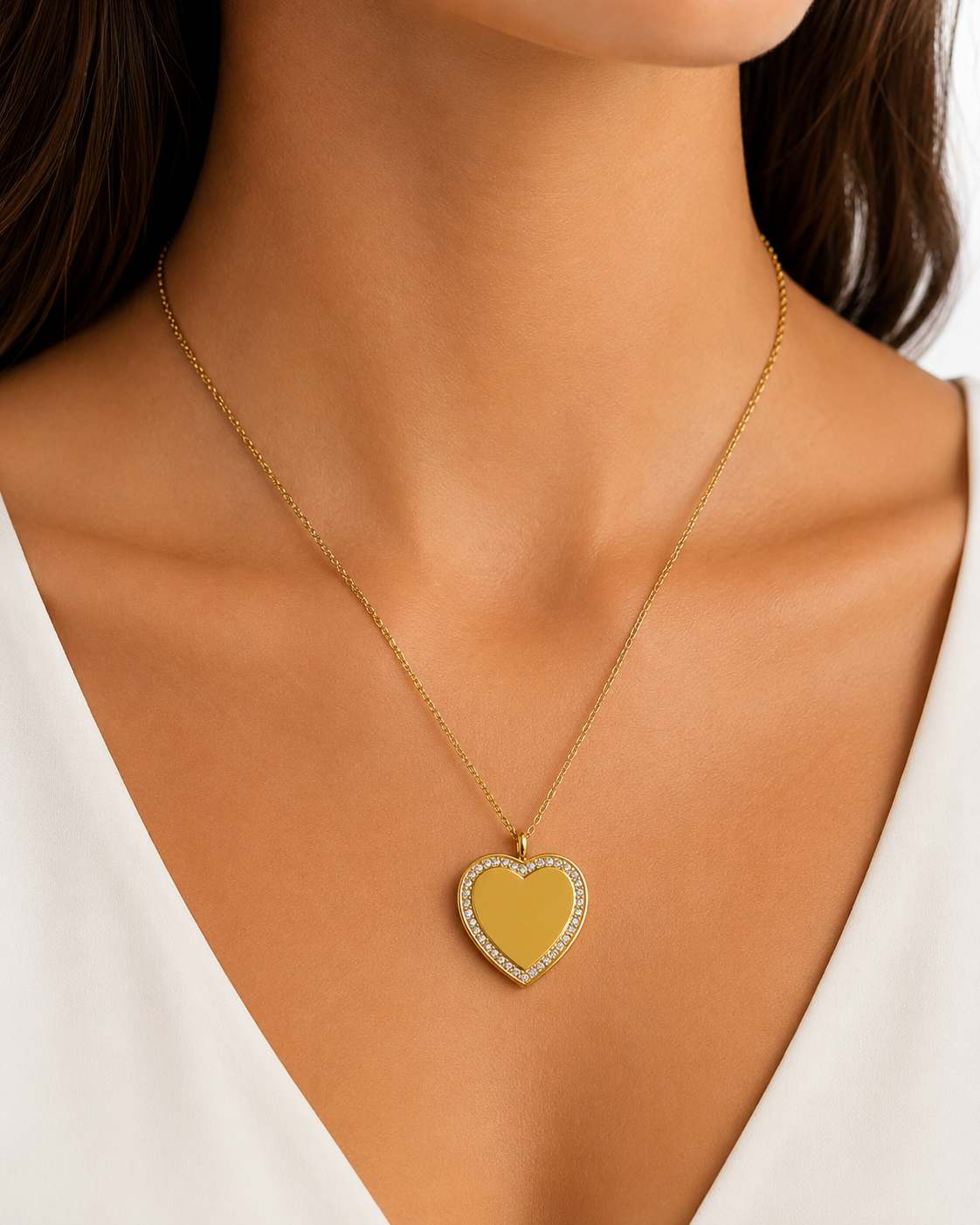 Collana Dorata Cuore Incidibile in Acciaio con Zirconi 1003 - immagine 2
