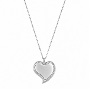 Collana Cuore Incidibile in Acciaio con Zirconi 1002