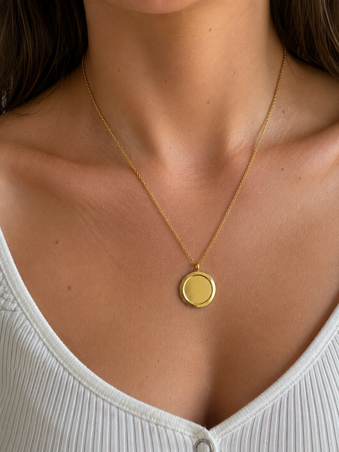Collana Medaglia Incidibile in Acciaio Dorato 1008 - immagine 2
