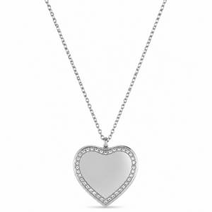 Collana Cuore Incidibile in Acciaio con Zirconi 1006