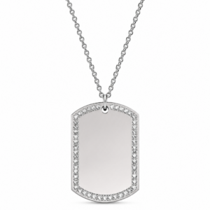 Collana Piastrina Incidibile in Acciaio con Zirconi 1009