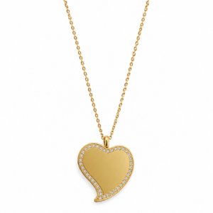 Collana Cuore Incidibile in Acciaio Dorato con Zirconi 1012
