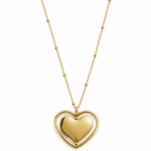 Collana Doppio Cuore Incidibile in Acciaio Dorato 1011