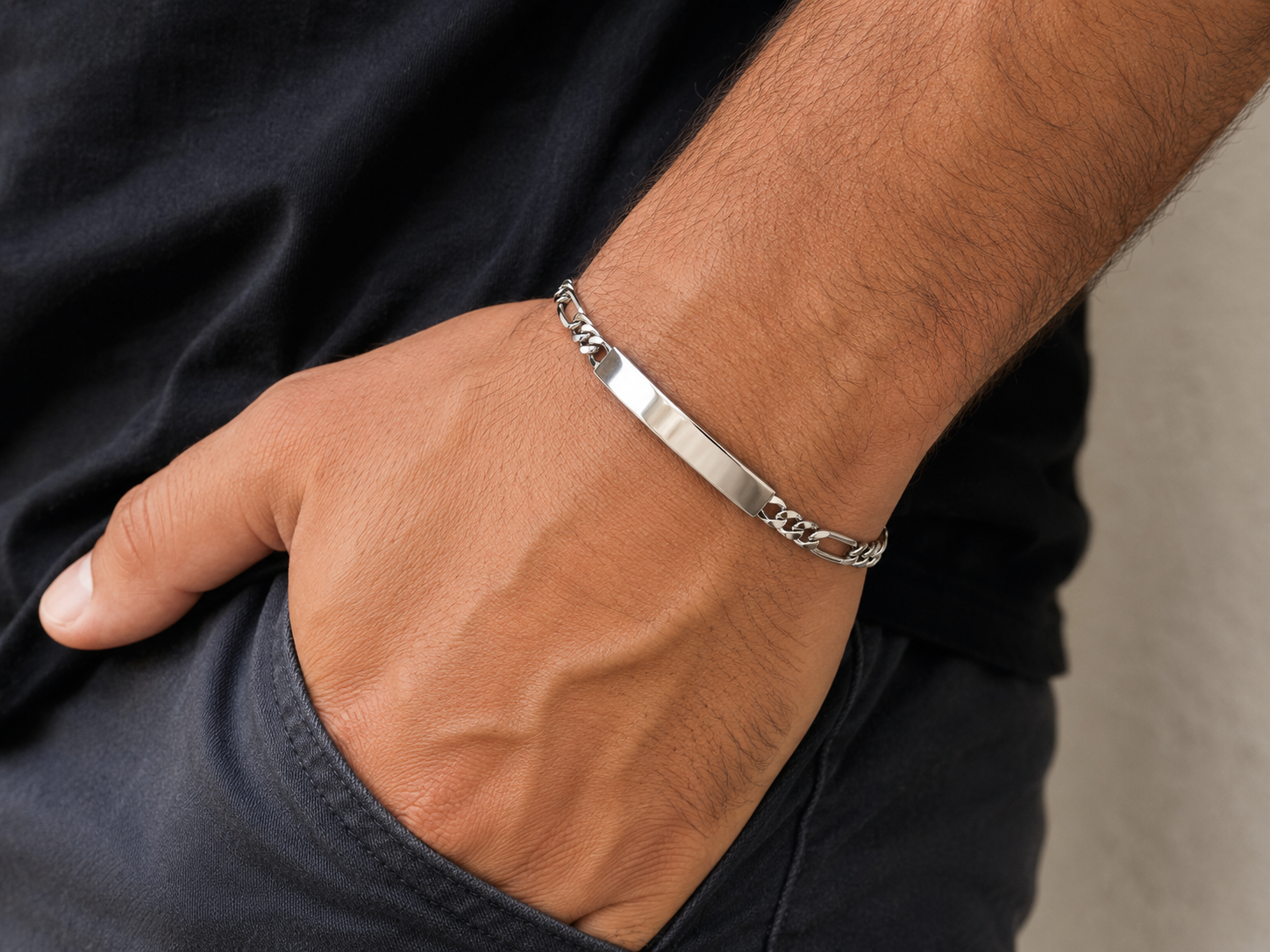 Bracciale Uomo con Targhetta Incidibile in Acciaio 1024 - immagine 2
