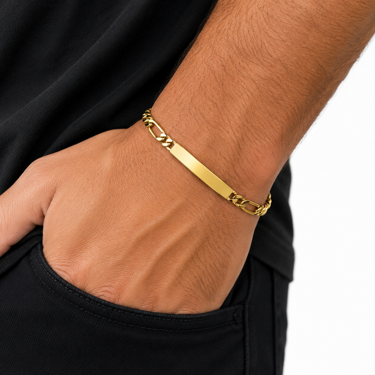 Bracciale Uomo con Targhetta Incidibile in Acciaio Dorato 1023 - immagine 2