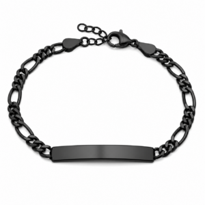Bracciale Uomo con Targhetta Incidibile in Acciaio Nero 1022