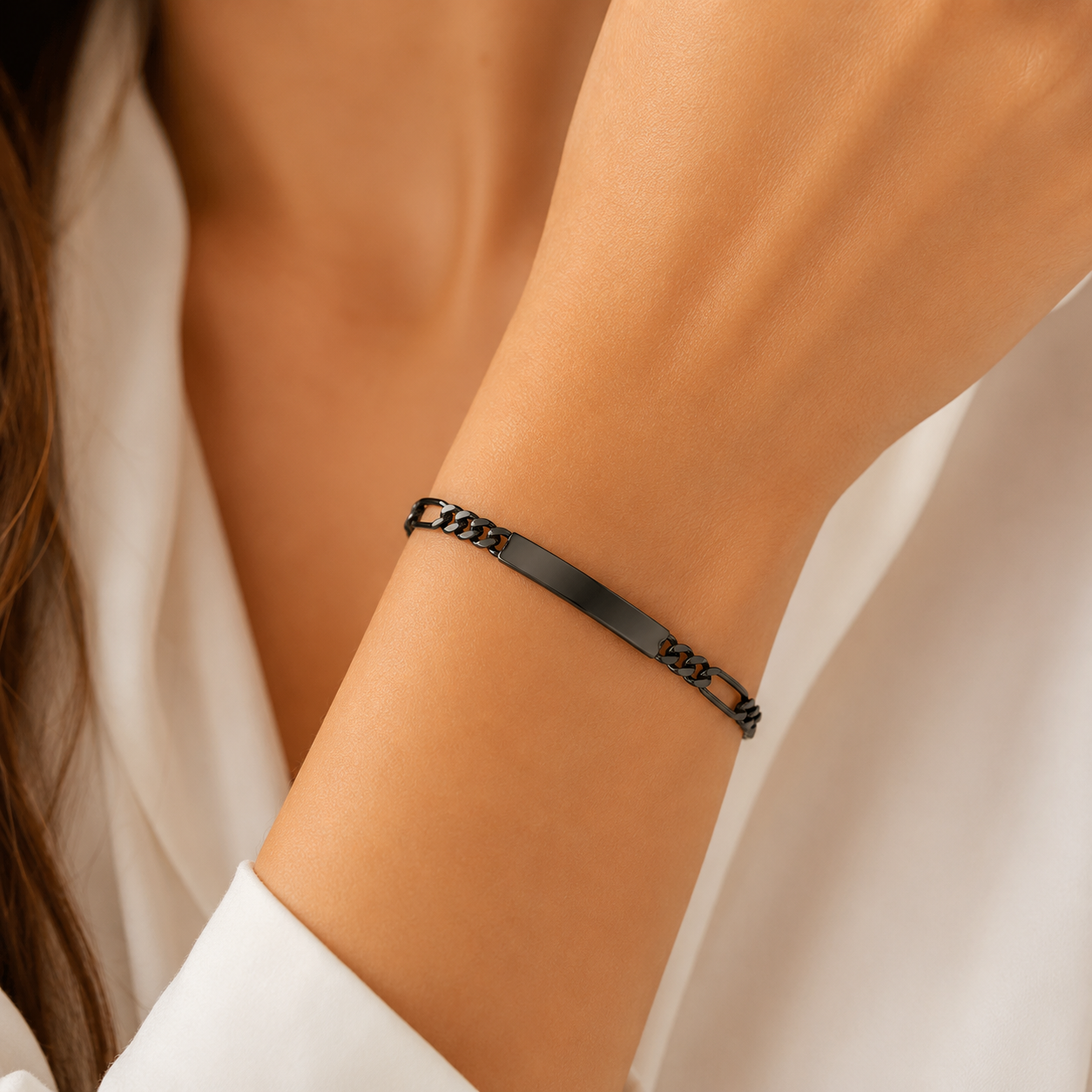 Bracciale Donna con Targhetta Incidibile in Acciaio Nero 1021 - immagine 2