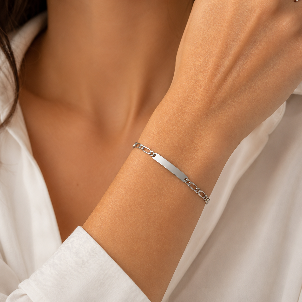 Bracciale Donna con Targhetta Incidibile in Acciaio 1020 - immagine 2
