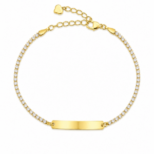 Bracciale Tennis Donna con Targhetta Incidibile in Acciaio Dorato 1022