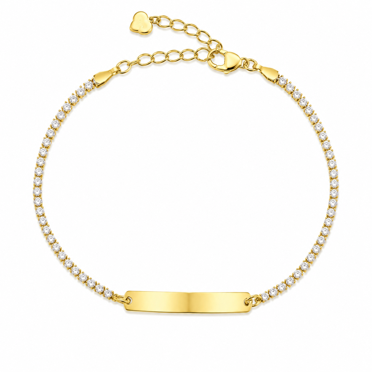 Bracciale Tennis Donna con Targhetta Incidibile in Acciaio Dorato 1022