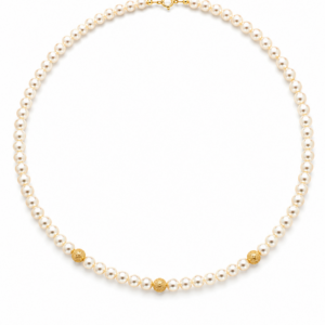 Collana Perle d'Acqua Dolce con Sfere in Oro Giallo 18 kt 20101