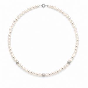Collana di Perle d'Acqua Dolce con Sfere in Oro Bianco 18 KT 20102