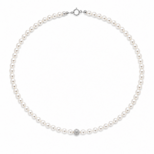 Collana di Perle d'Acqua Dolce con Sfera in Oro Bianco 18 KT 20104