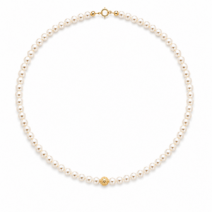 Collana di Perle d'Acqua Dolce con Sfera in Oro Giallo 18 KT 20103