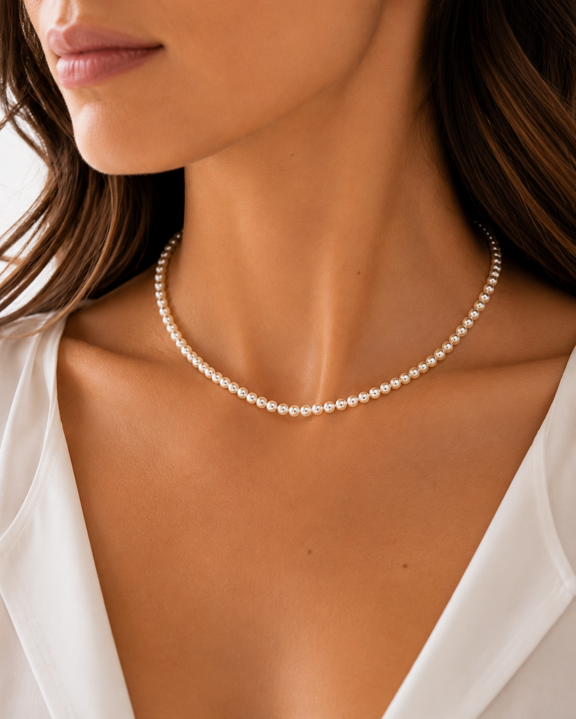 Collana di Perle d'Acqua Dolce con Chiusura in Oro Bianco 18 KT 20106 - immagine 2