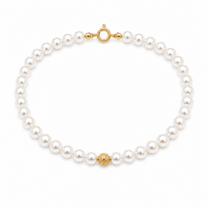 Bracciale di Perle d'Acqua Dolce con Sfera in Oro Giallo 18 KT 20110